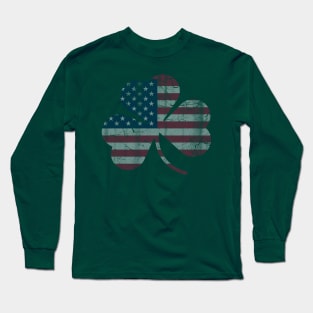 Irish American Flag Shamrock Long Sleeve T-Shirt